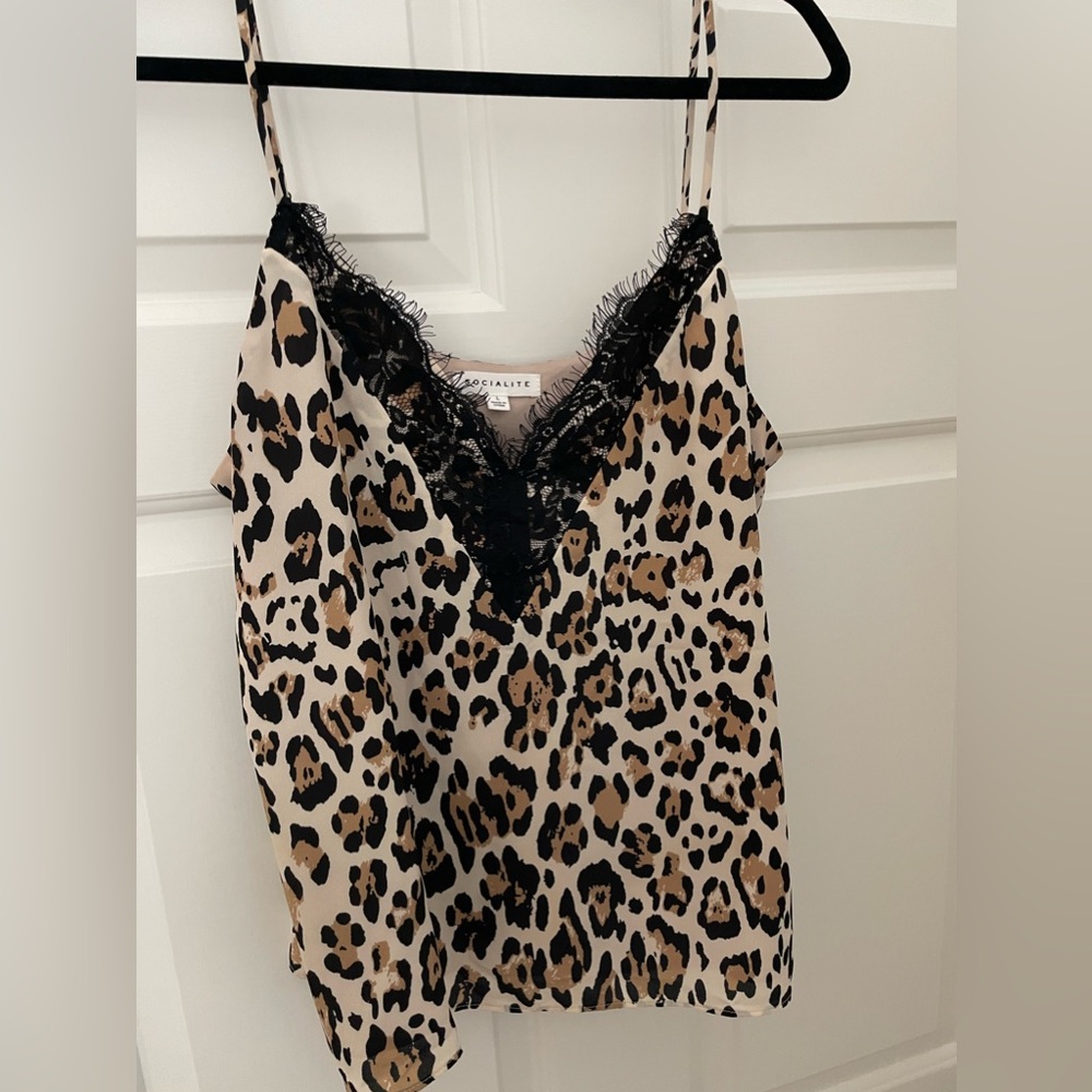 Leopard print lace cami
